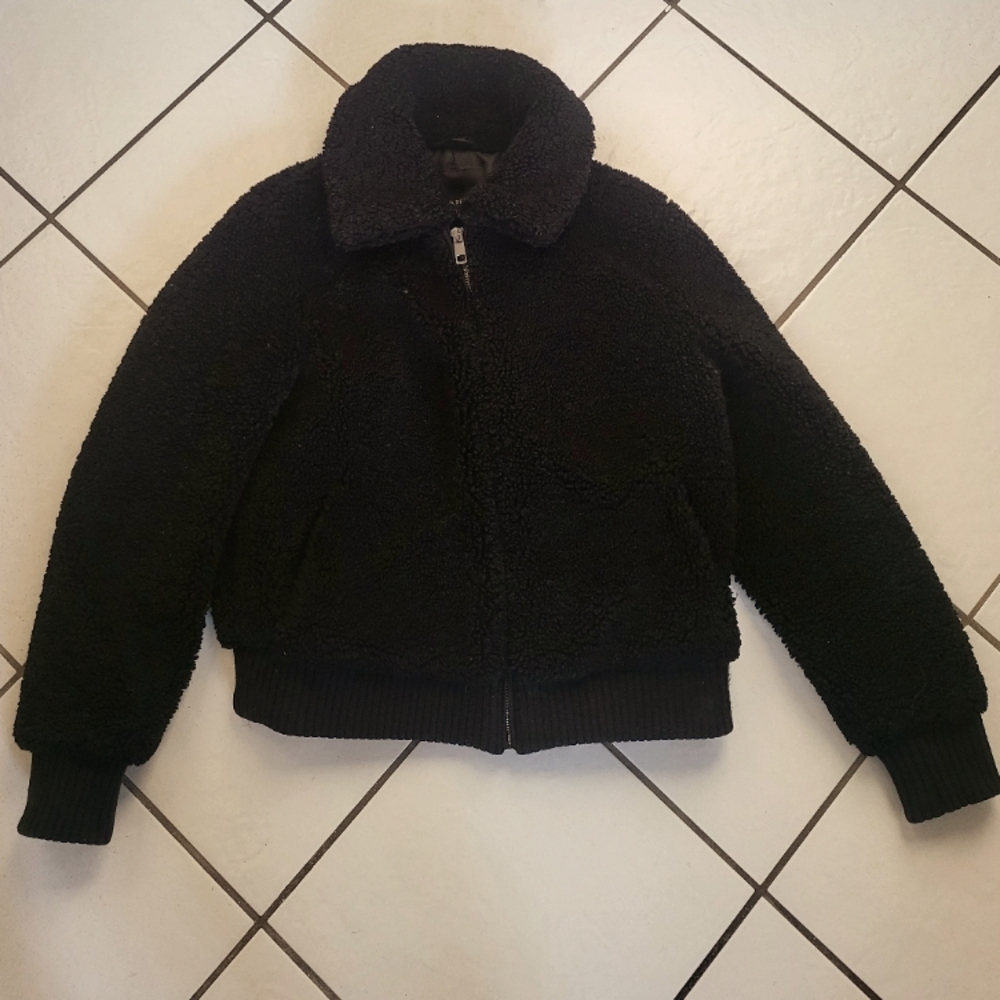 Banana Republic Black Sherpa Bomber Jacket